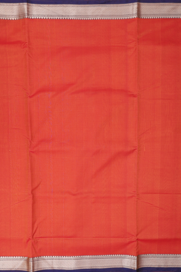 Nine Yards Silk Cotton Saree In Burnt Orange With Zari Border