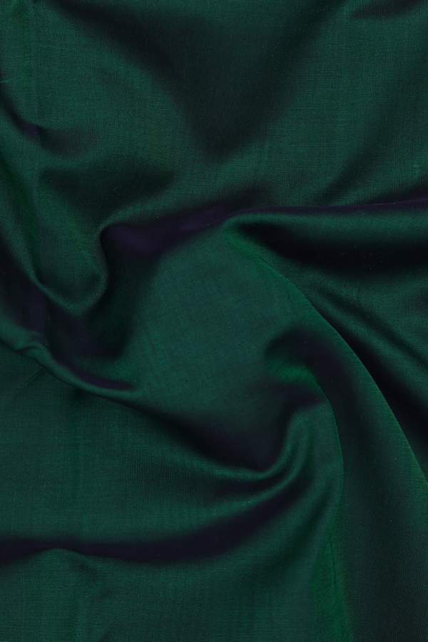 Nine Yards Silk Cotton Saree In Green With Contrast Border