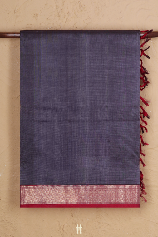 Nine Yards Silk Cotton Saree In Grey With Contrast Border