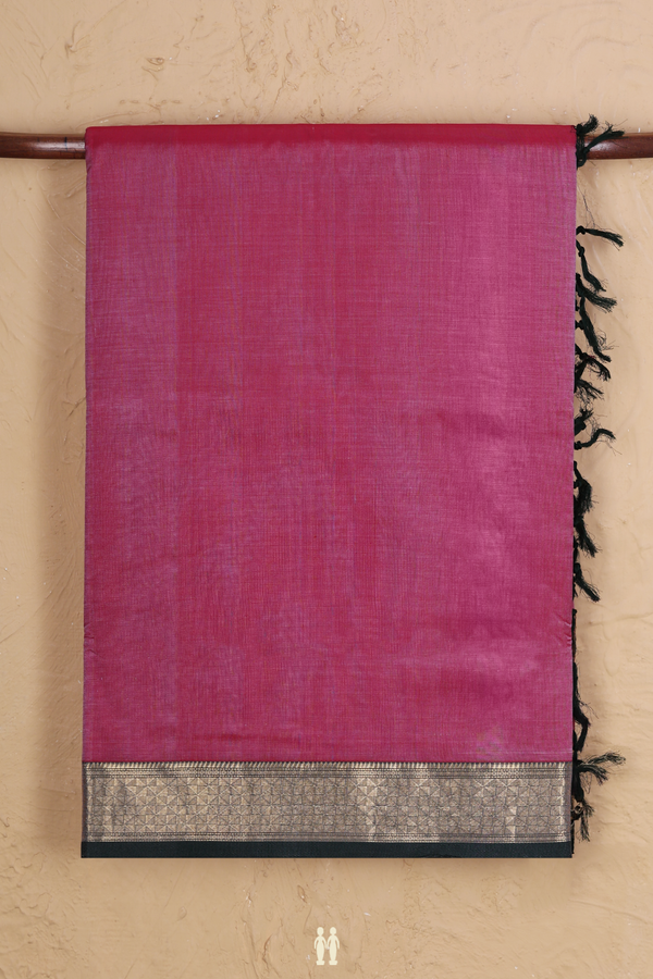 Nine Yards Silk Cotton Saree In Mulberry With Zari Border