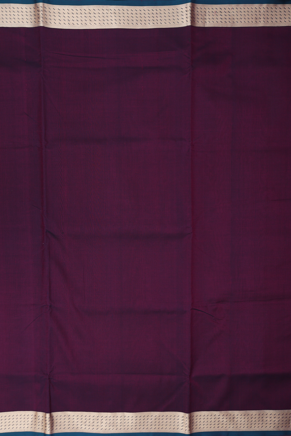 Nine Yards Silk Cotton Saree In Dark Burgundy With Zari Border