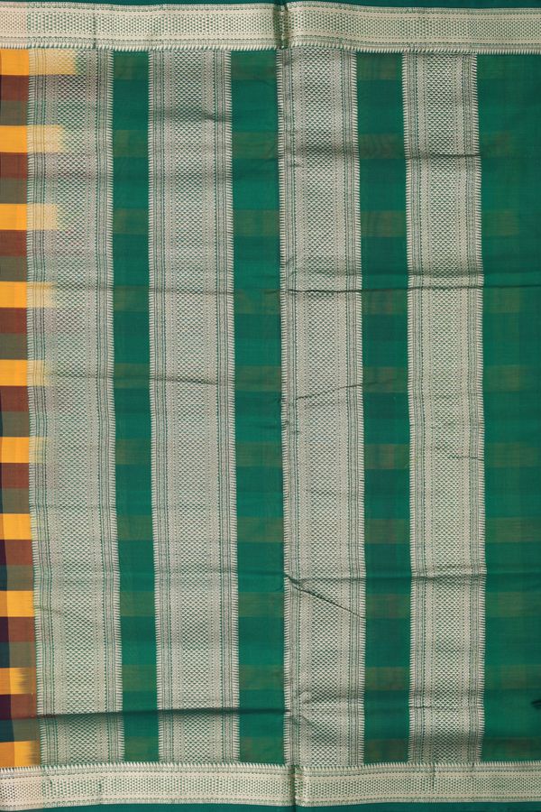 Nine Yards Silk Cotton Saree In Multicolor With Checks Design