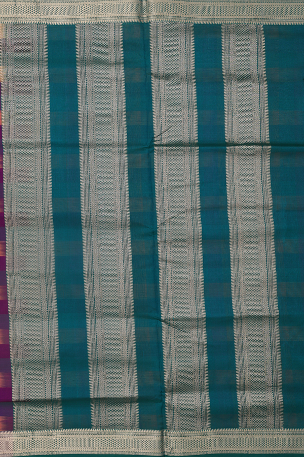 Nine Yards Silk Cotton Saree Multicolor With Checks Design