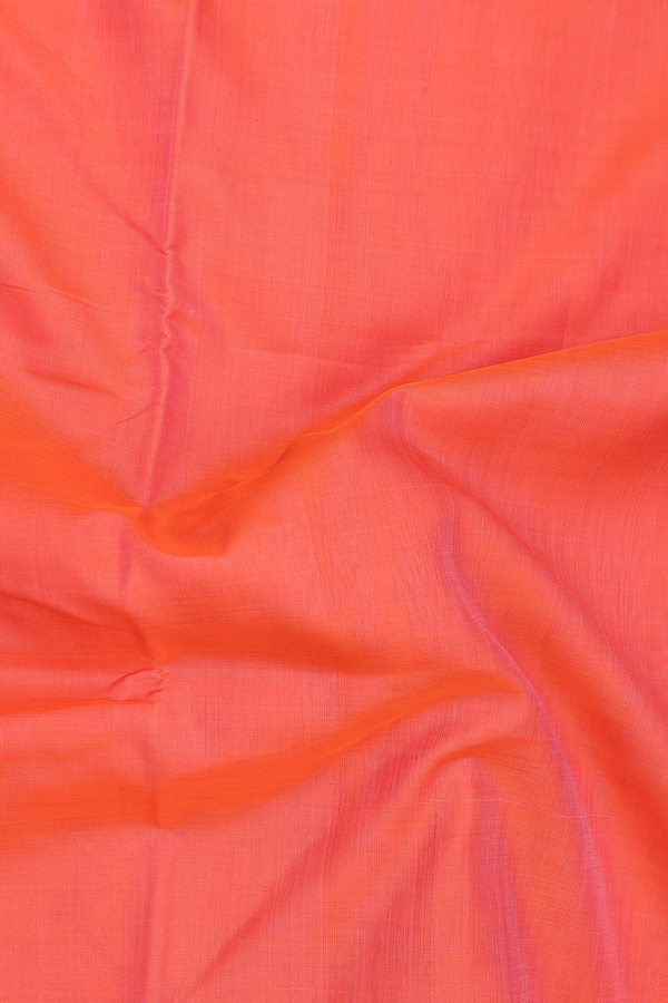 Nine Yards Silk Cotton Saree In Orange With Rudraksh Border