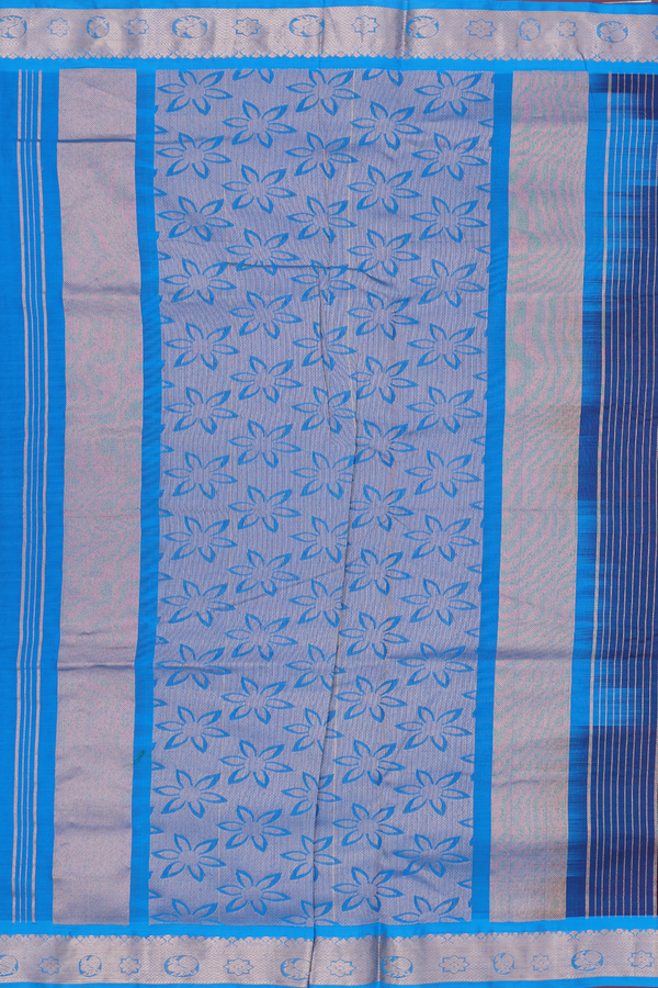 Nine Yards Silk Cotton Saree In Brown With Zari Buttas