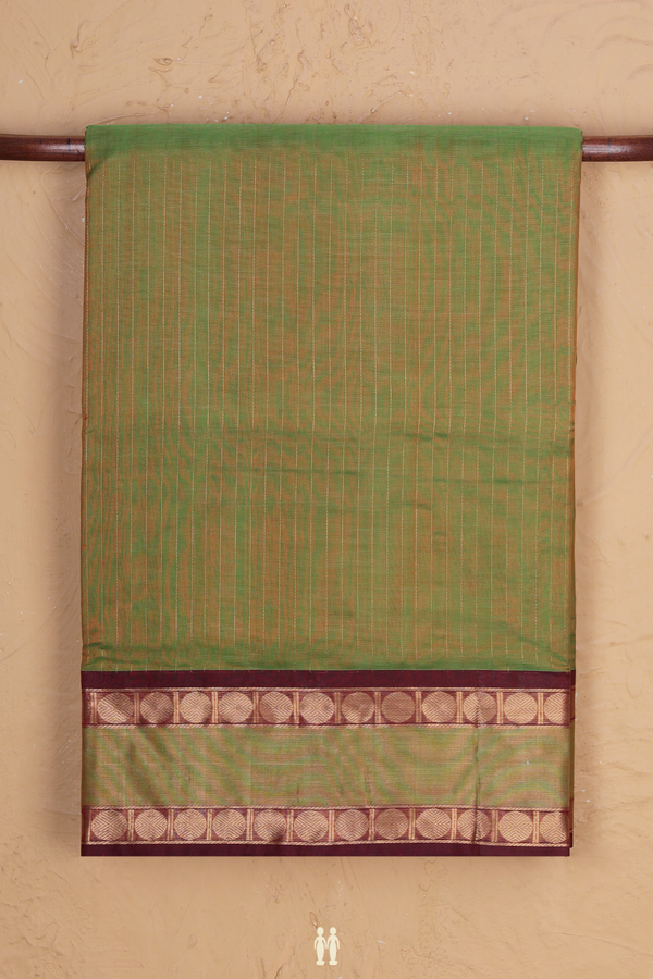 Nine Yards Silk Cotton Saree Dual Tone With Stripes Design