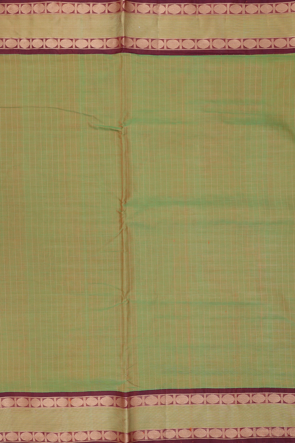 Nine Yards Silk Cotton Saree Dual Tone With Stripes Design