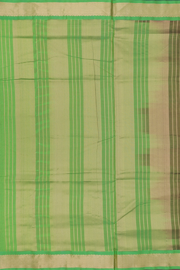 Nine Yards Silk Cotton Saree Dark Brown With Stripes Design