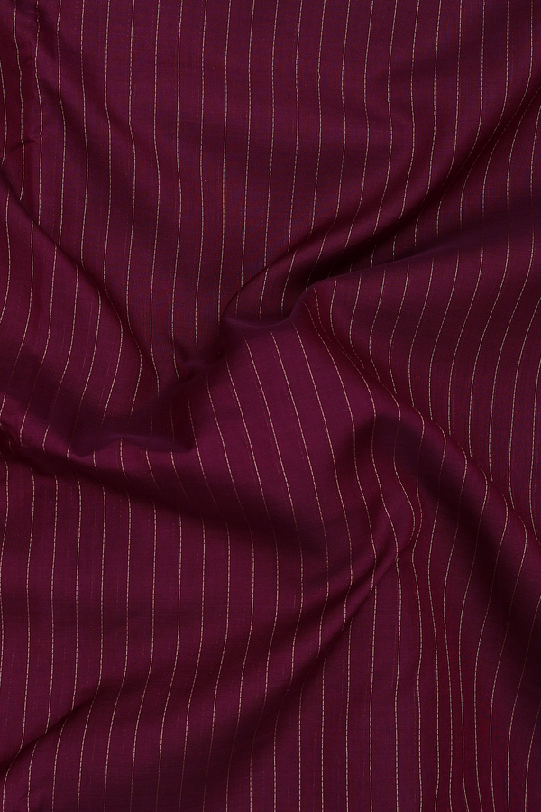 Nine Yards Silk Cotton Saree Dark Brown With Stripes Design