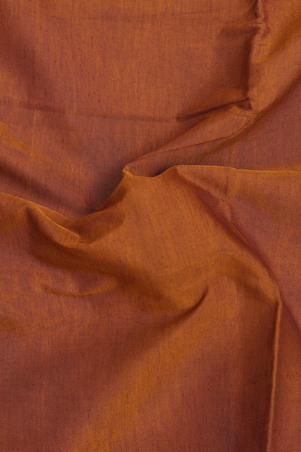 Nine Yards Cotton Saree In Saddle Brown With Contrast Border