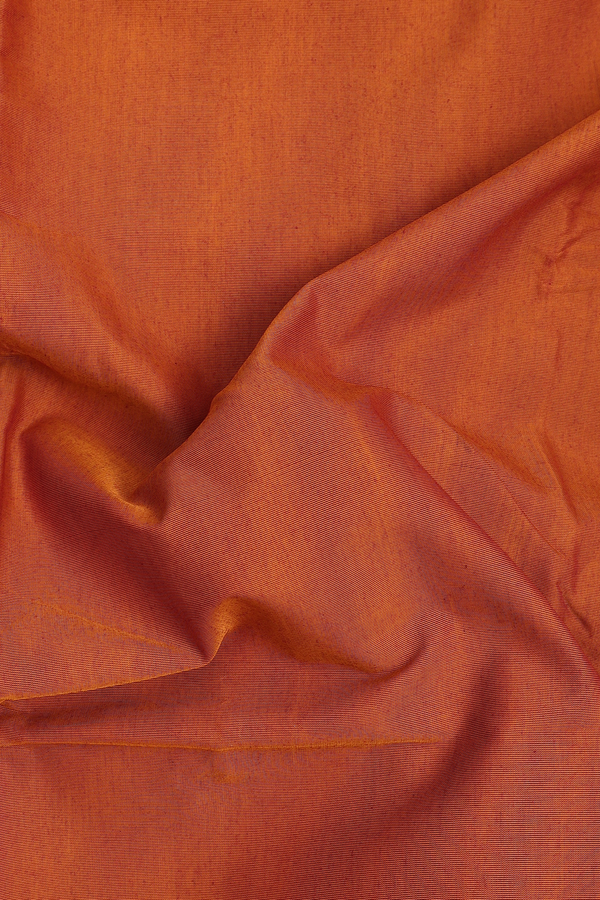 Nine Yards Cotton Saree In Rust Orange With Contrast Border