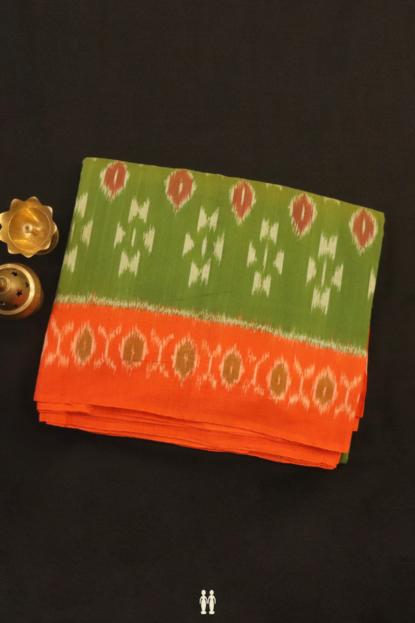 Pochampally Cotton Saree In Green With Allover Design