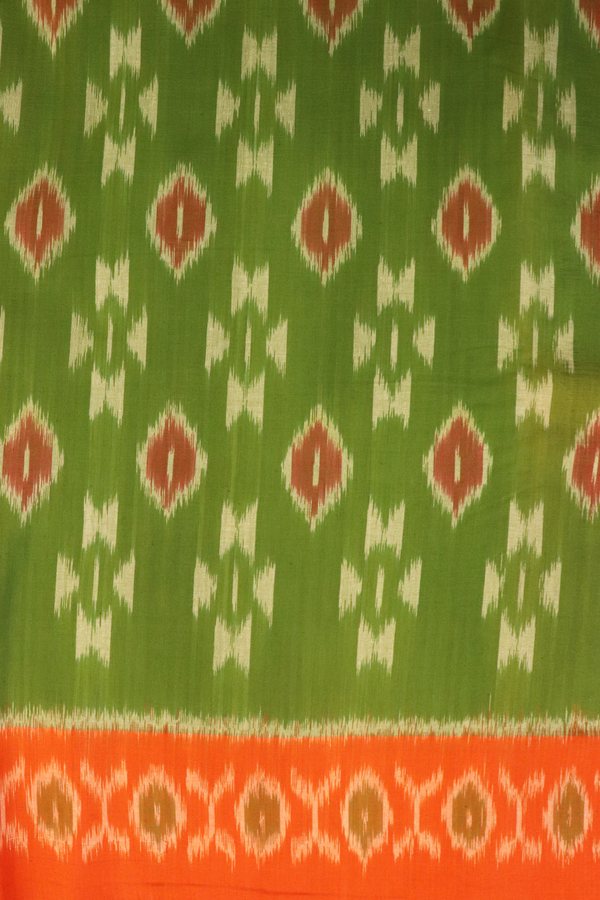 Pochampally Cotton Saree In Green With Allover Design
