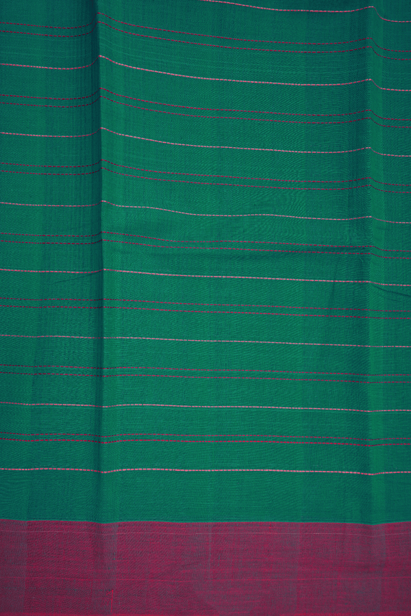 Stripes Design Pine Green Bengal Cotton Saree