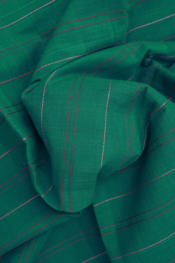 Stripes Design Pine Green Bengal Cotton Saree