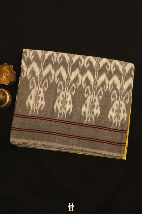 Pochampally Cotton Saree In Grey With Allover Design