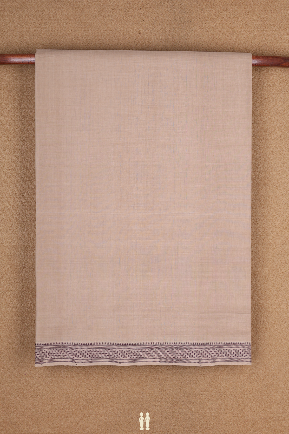 Threadwork Border Plain Khaki Brown Mangalagiri Cotton Saree