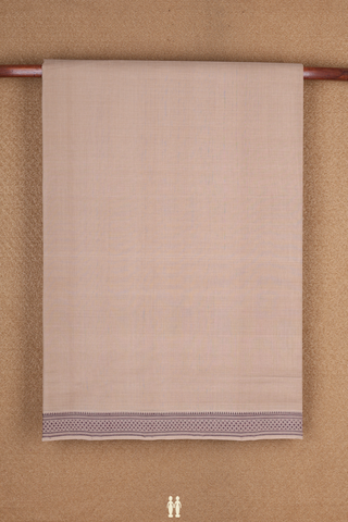 Threadwork Border Plain Khaki Brown Mangalagiri Cotton Saree