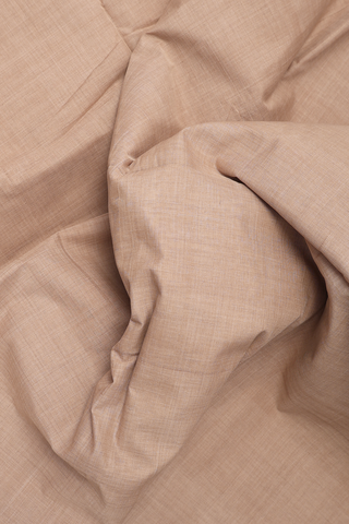 Threadwork Border Plain Khaki Brown Mangalagiri Cotton Saree