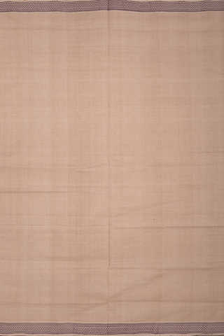 Threadwork Border Plain Khaki Brown Mangalagiri Cotton Saree