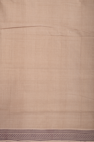 Threadwork Border Plain Khaki Brown Mangalagiri Cotton Saree