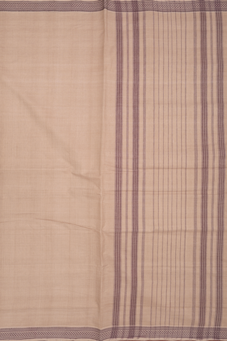 Threadwork Border Plain Khaki Brown Mangalagiri Cotton Saree