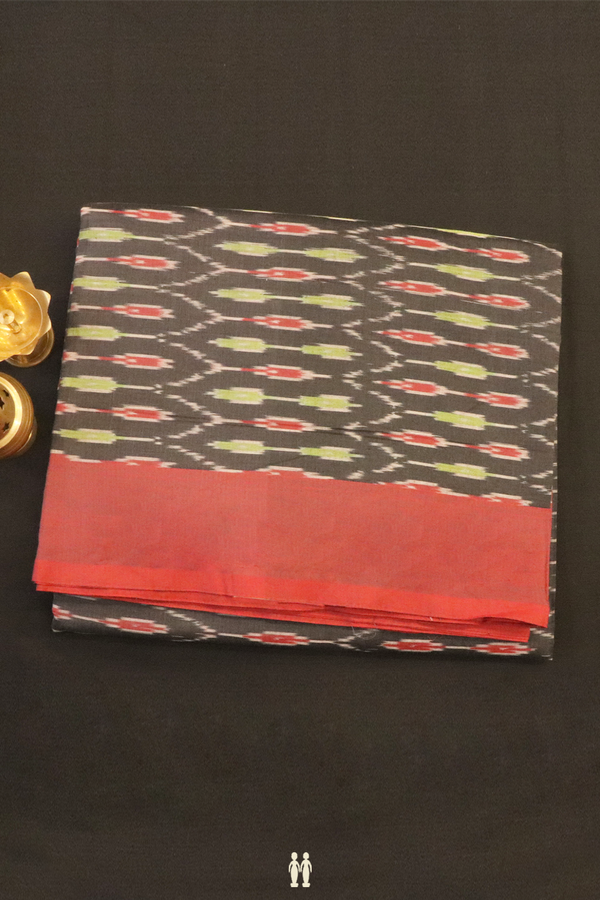 Pochampally Cotton Saree In Black With Allover Design