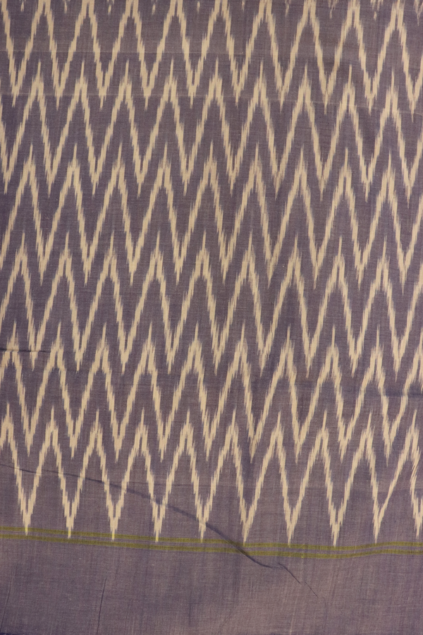 Pochampally Cotton Saree In White With Chevron Design