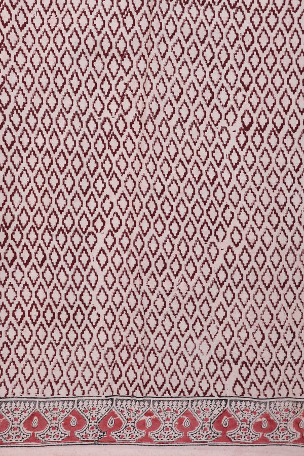 Kalamkari Cotton Saree In Light Grey With Floral Design