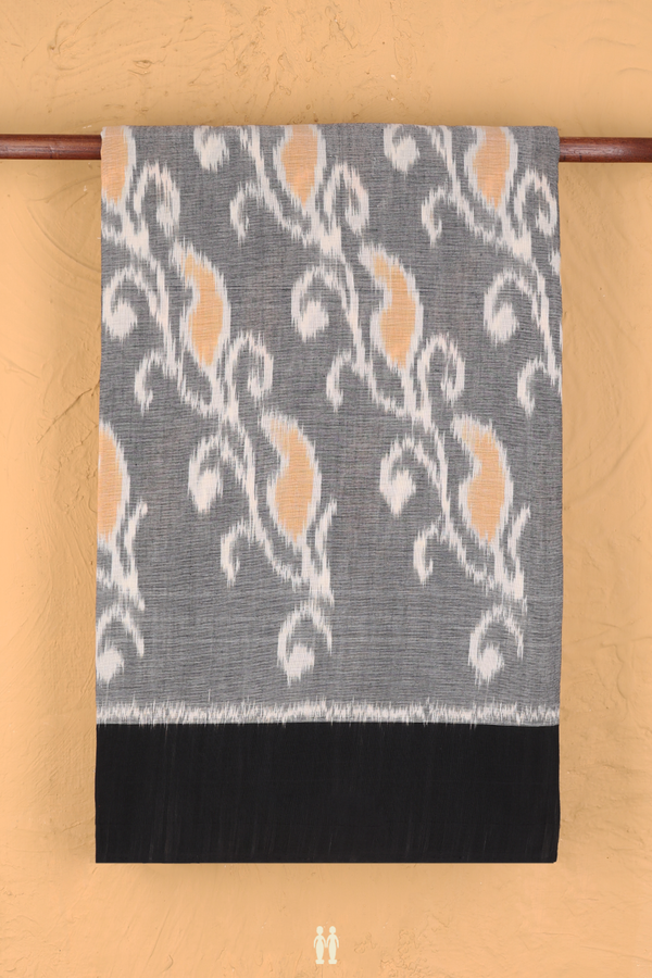 Pochampally Cotton Saree In Grey With Allover Design