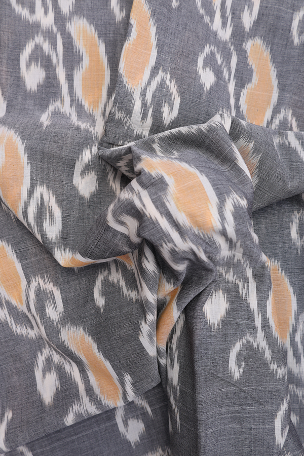 Pochampally Cotton Saree In Grey With Allover Design