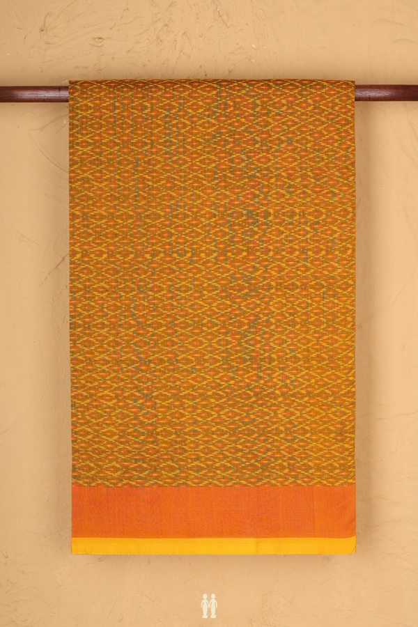 Pochampally Cotton Saree In Golden Yellow With Printed Design