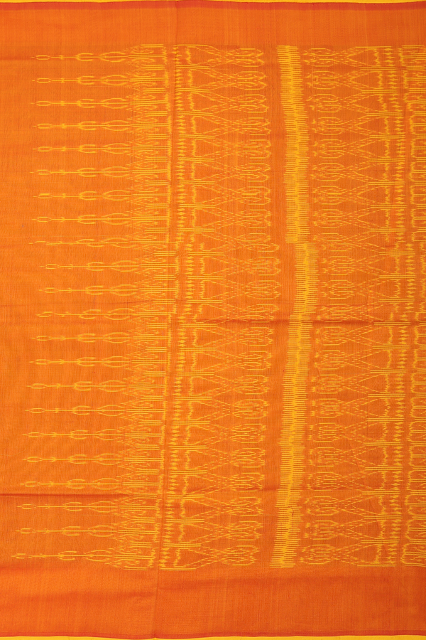 Pochampally Cotton Saree In Golden Yellow With Printed Design