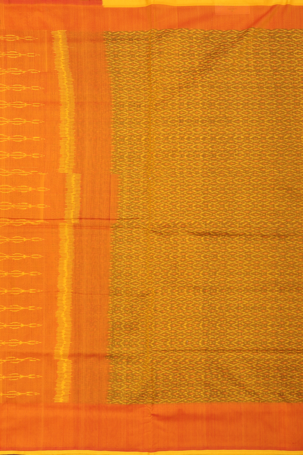 Pochampally Cotton Saree In Golden Yellow With Printed Design