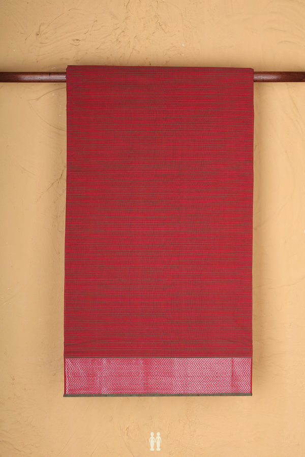 Mangalagiri Cotton Saree In Red With Stripes Design