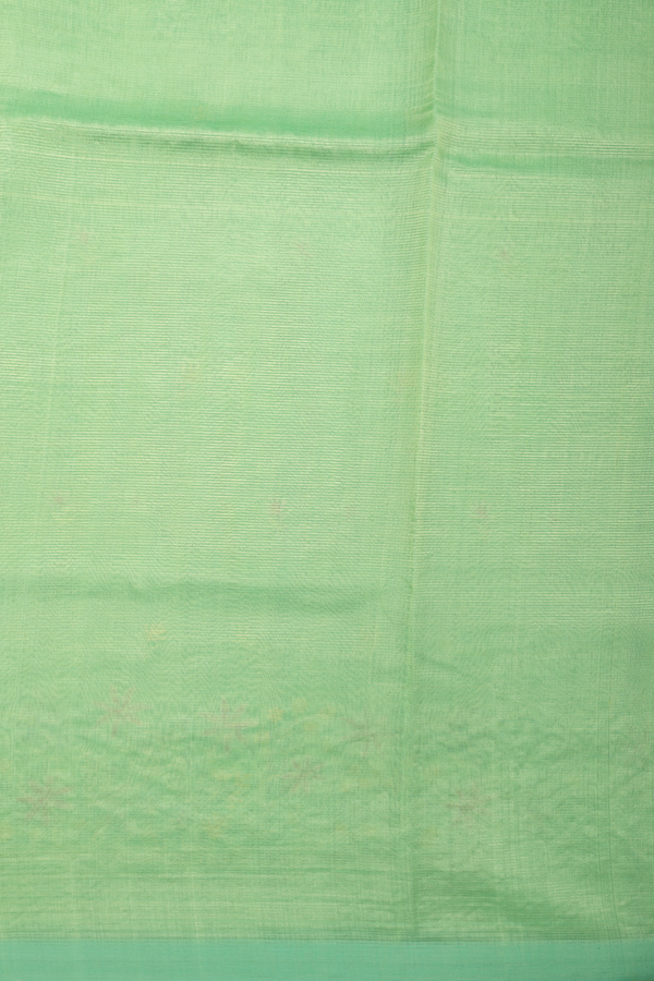 Mangalagiri Cotton Saree In Pale Green With Floral Design