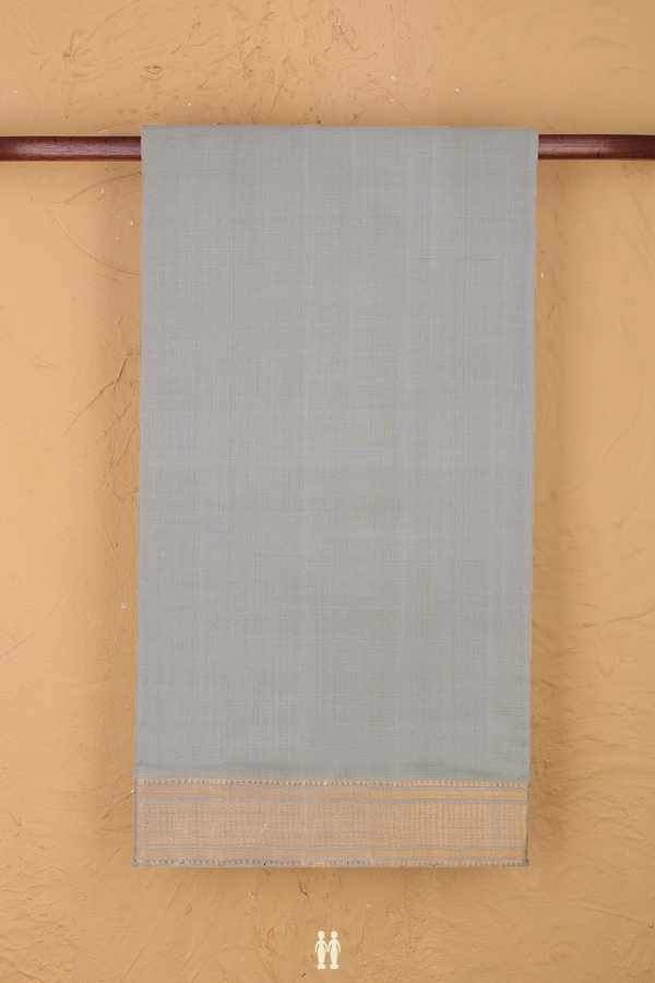 Mangalagiri Cotton Saree In Grey With Zari Border
