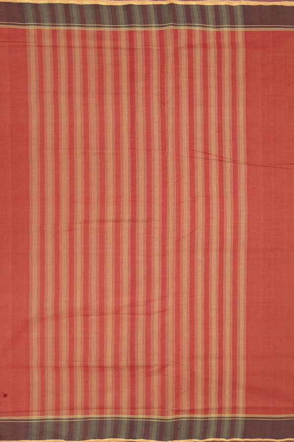 Mangalagiri Cotton Saree Burnt Orange With Contrast Border