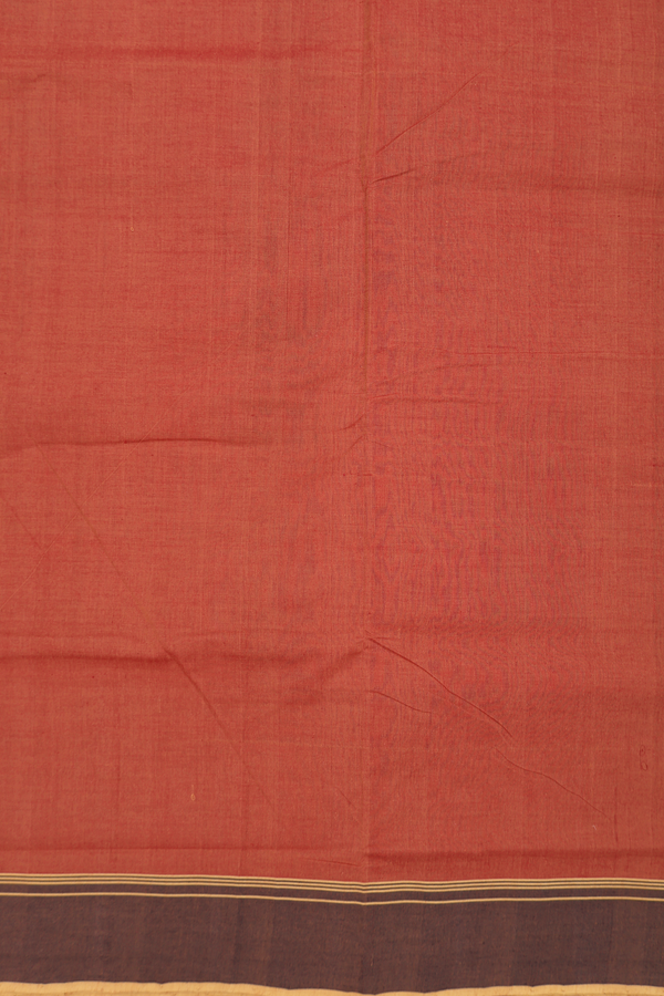Mangalagiri Cotton Saree Burnt Orange With Contrast Border