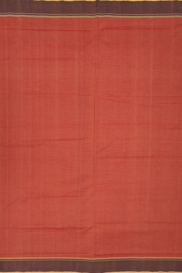 Mangalagiri Cotton Saree Burnt Orange With Contrast Border