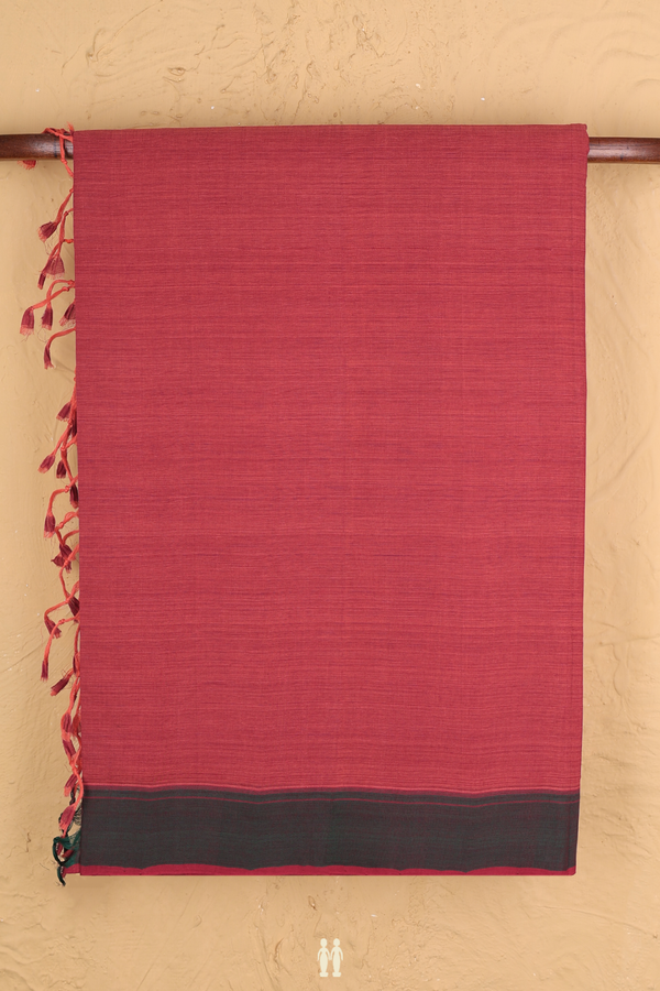 Mangalagiri Cotton Saree In Red With Contrast Border