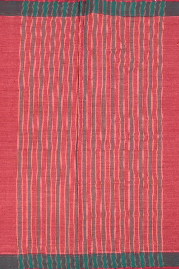 Mangalagiri Cotton Saree In Red With Contrast Border