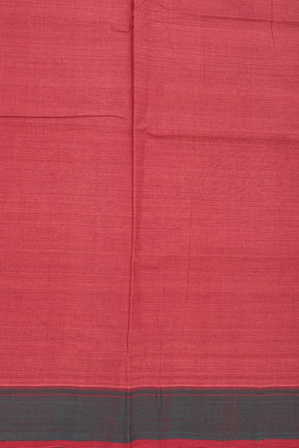 Mangalagiri Cotton Saree In Red With Contrast Border