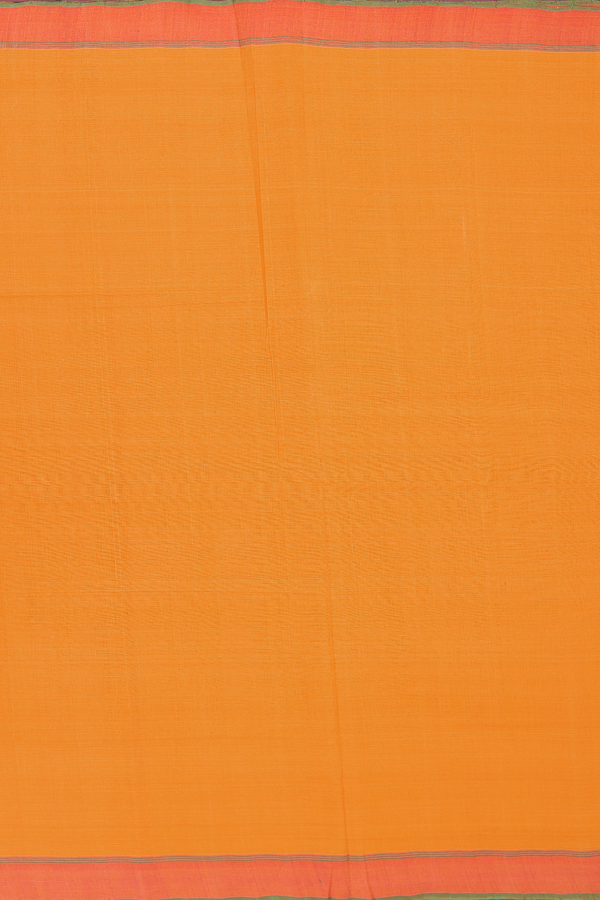 Mangalagiri Cotton Saree In Orange With Contrast Border