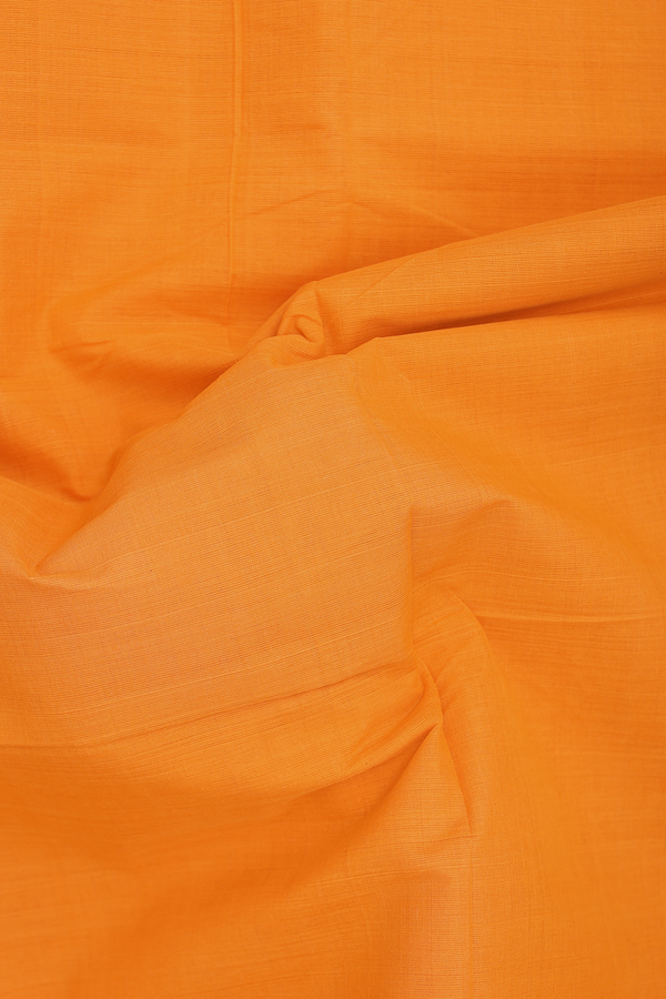 Mangalagiri Cotton Saree In Orange With Contrast Border
