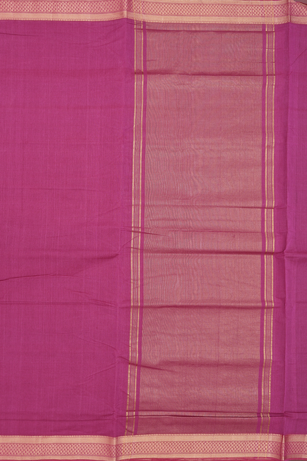 Mangalagiri Cotton Saree In Berry Purple With Zari Border