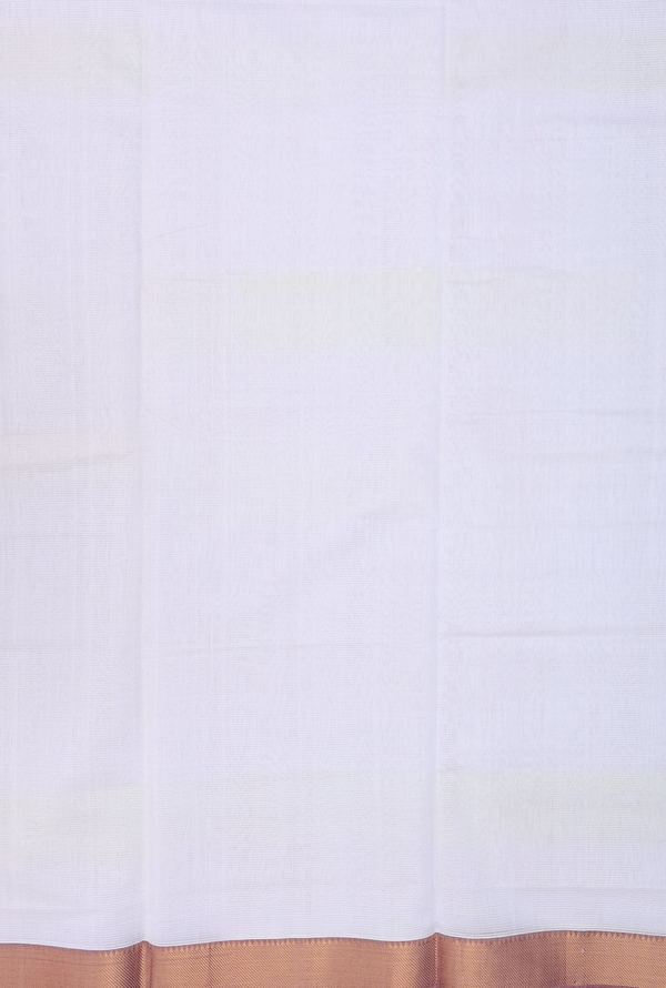 Mangalagiri Cotton Saree In White With Self Stripes Design