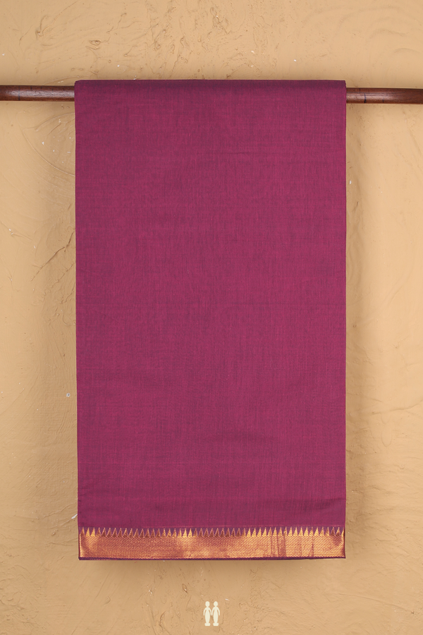 Mangalagiri Cotton Saree Plain Berry Purple With Zari Border