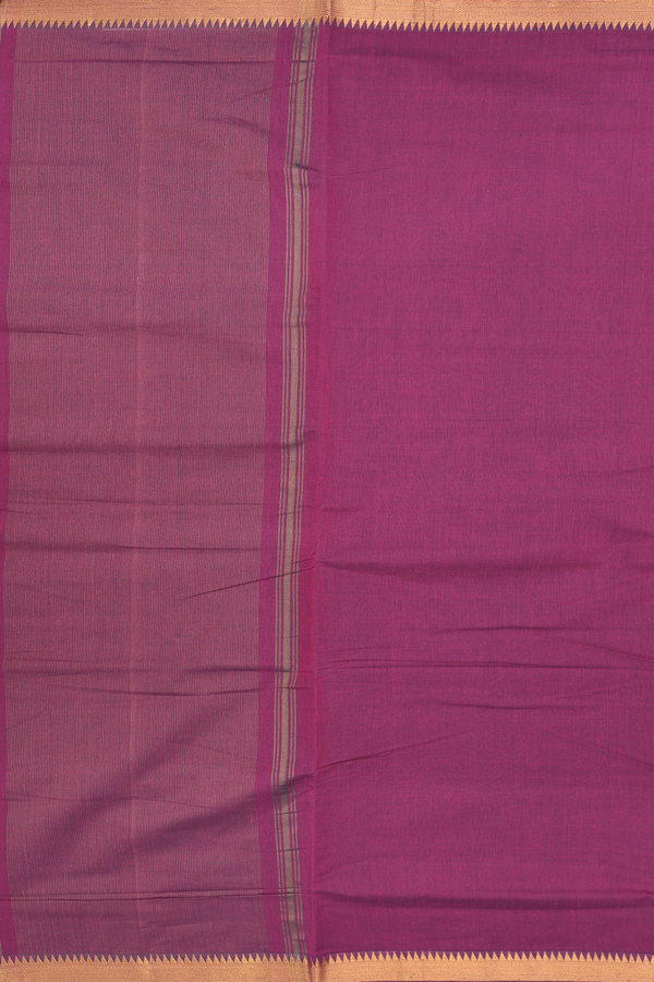 Mangalagiri Cotton Saree Plain Berry Purple With Zari Border