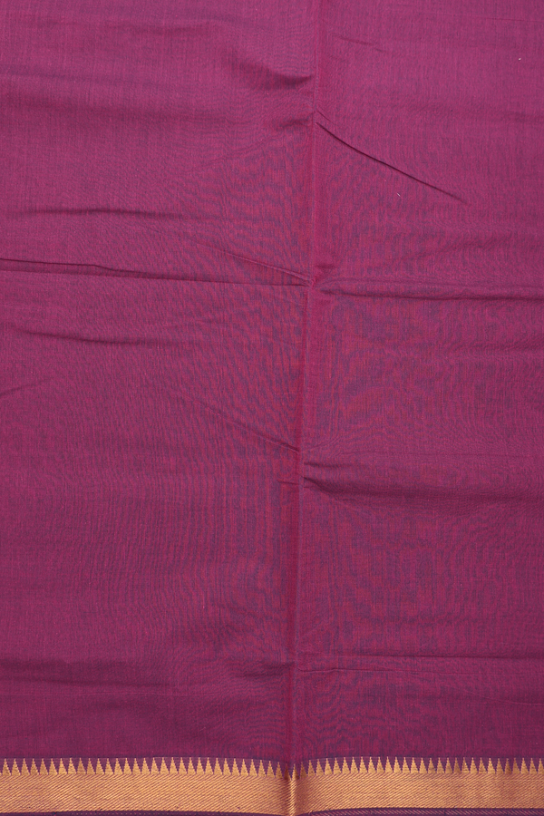 Mangalagiri Cotton Saree Plain Berry Purple With Zari Border